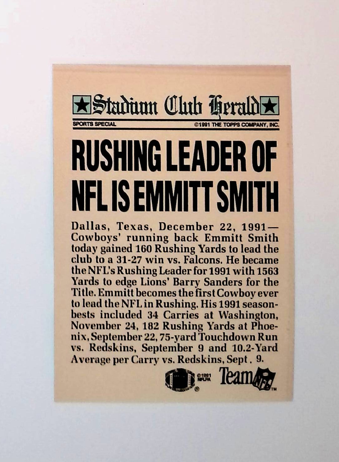 Emmitt Smith 1991 Topps Stadium Club Members Only - LoCo Collectables