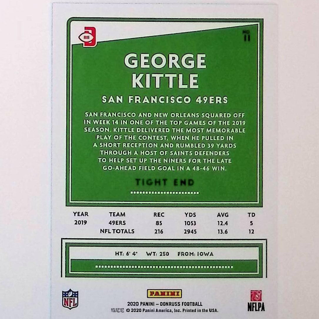 2020 Donruss Press Proof #11 George Kittle Photo Variation - LoCo Collectables