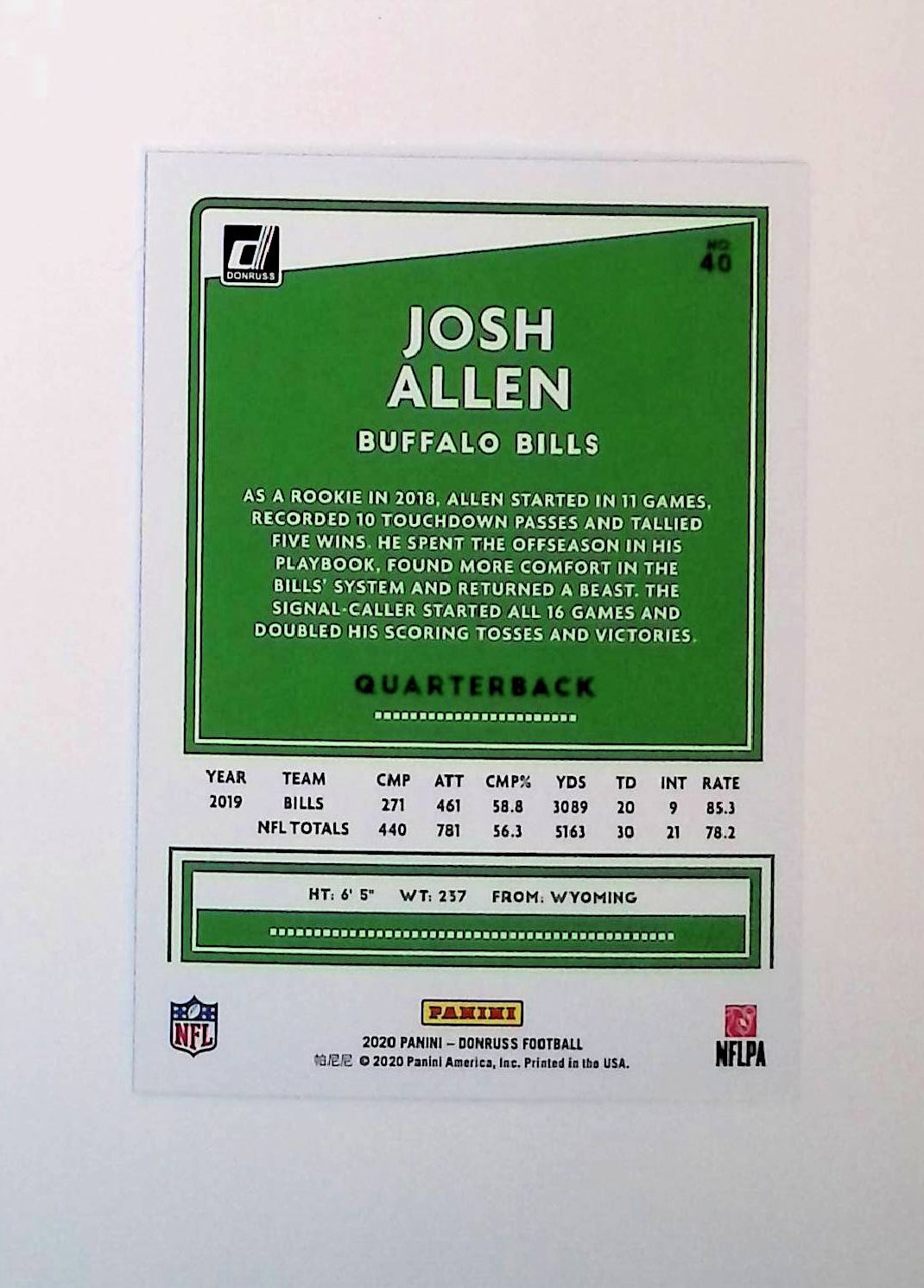 Josh Allen 2020 Donruss Press Proof Blue #40 - LoCo Collectables