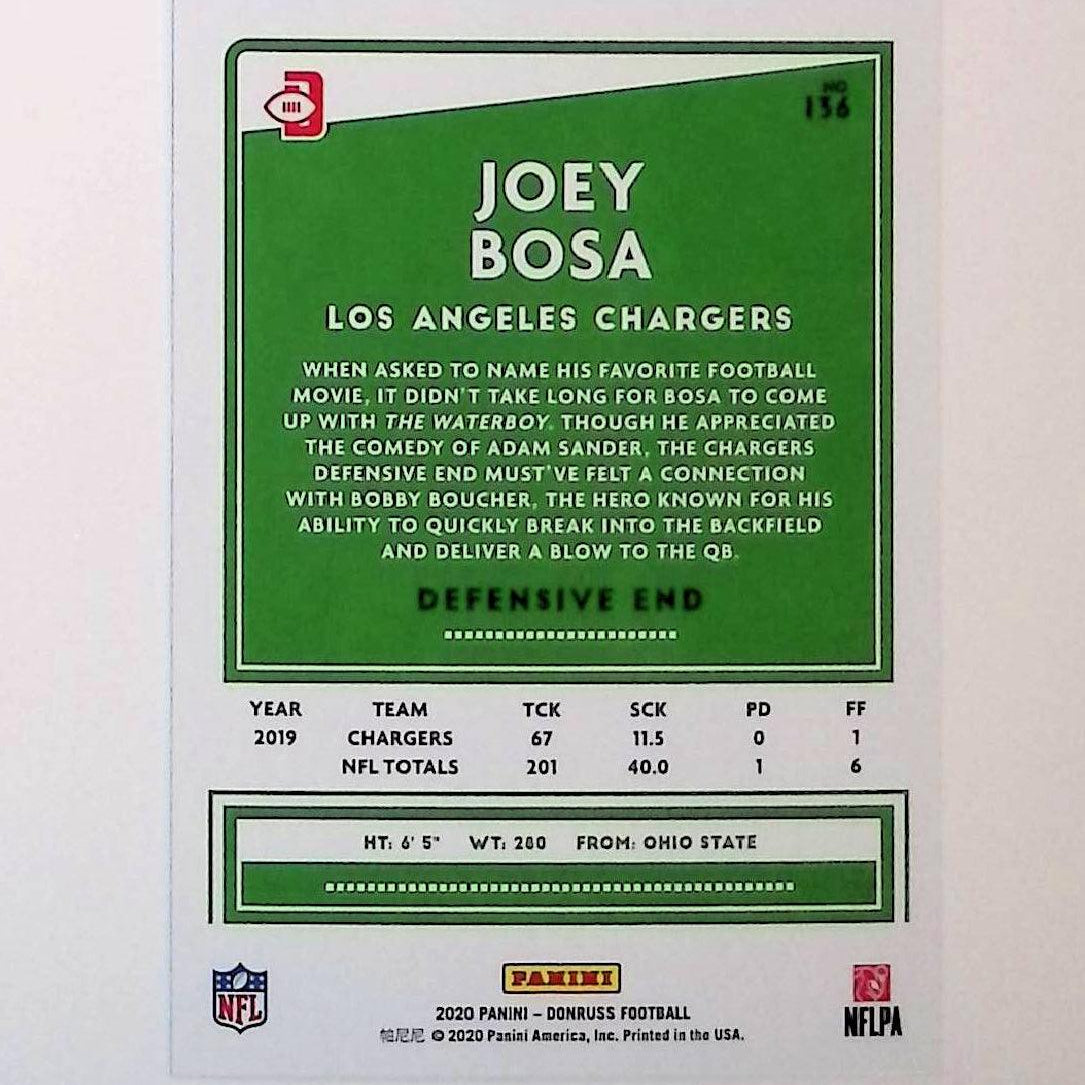 2020 Donruss Press Proof Blue #136 Joey Bosa Photo Variation - LoCo Collectables
