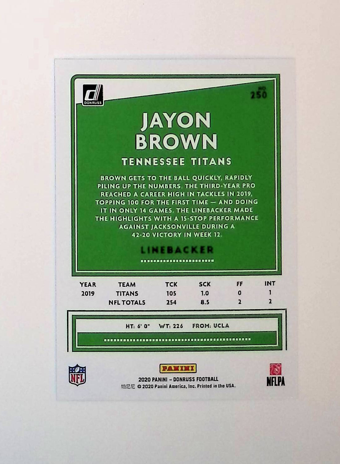 Jayon Brown 2020 Donruss Press Proof Blue #250 - LoCo Collectables