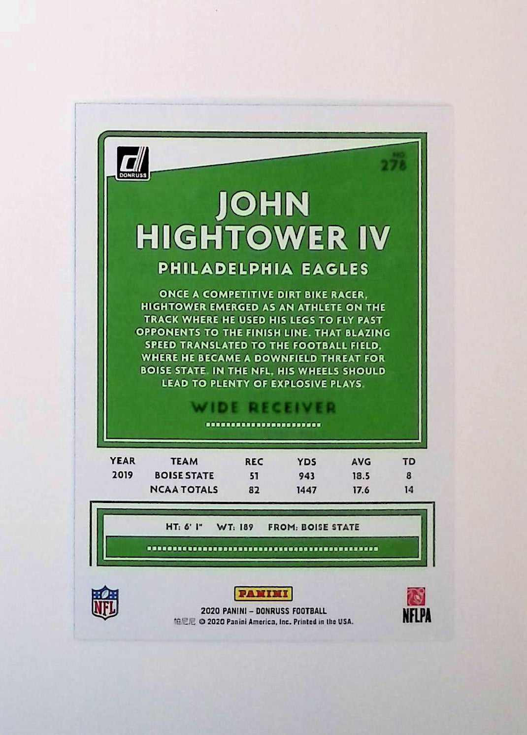 John Hightower IV 2020 Donruss Press Proof Blue #278 (Rookie Card) - LoCo Collectables