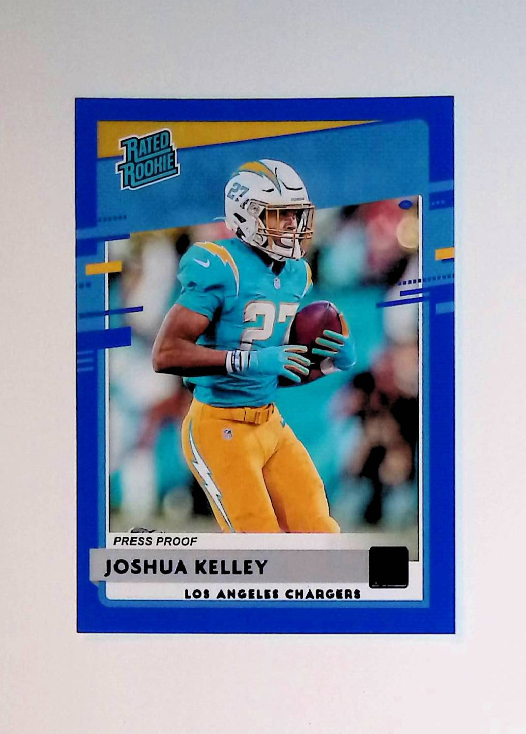 Joshua Kelley 2020 Donruss Press Proof Blue Rated Rookie #338 (Rookie Card) - LoCo Collectables