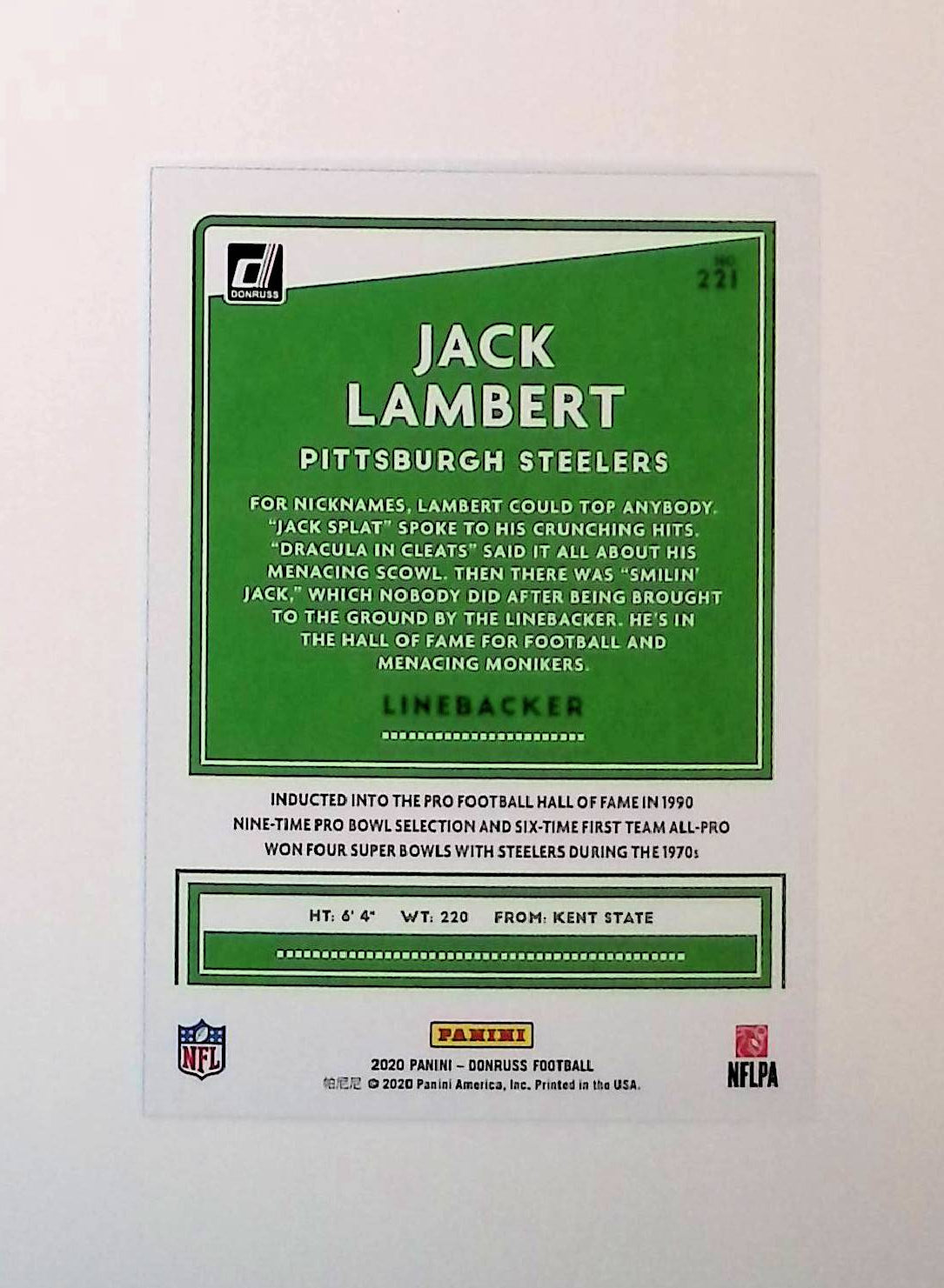 Jack Lambert 2020 Donruss Press Proof Blue #221 - LoCo Collectables