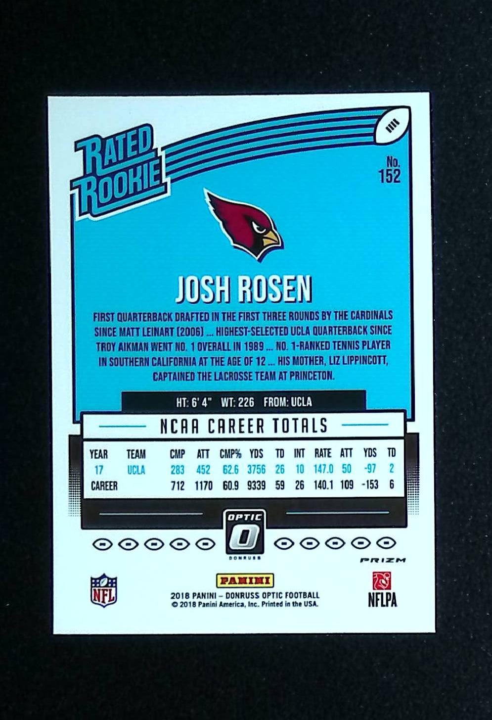 Josh Rosen 2018 Donruss Optic Rated Rookie Pink #152 (Rookie Card) - LoCo Collectables