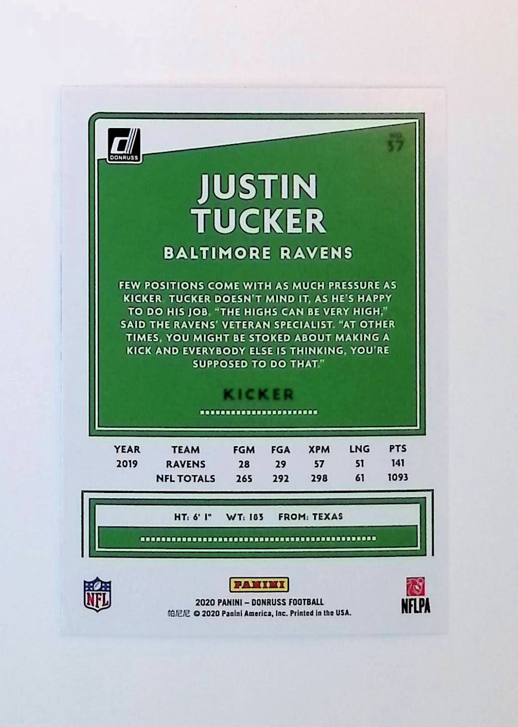 Justin Tucker 2020 Donruss #37 - LoCo Collectables