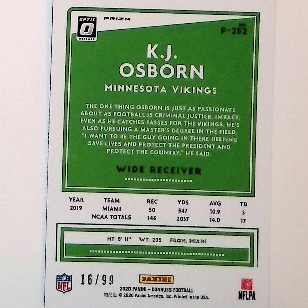 2020 Donruss Optic Preview #P-252 KJ Osborn Rookie Red Prizm - LoCo Collectables