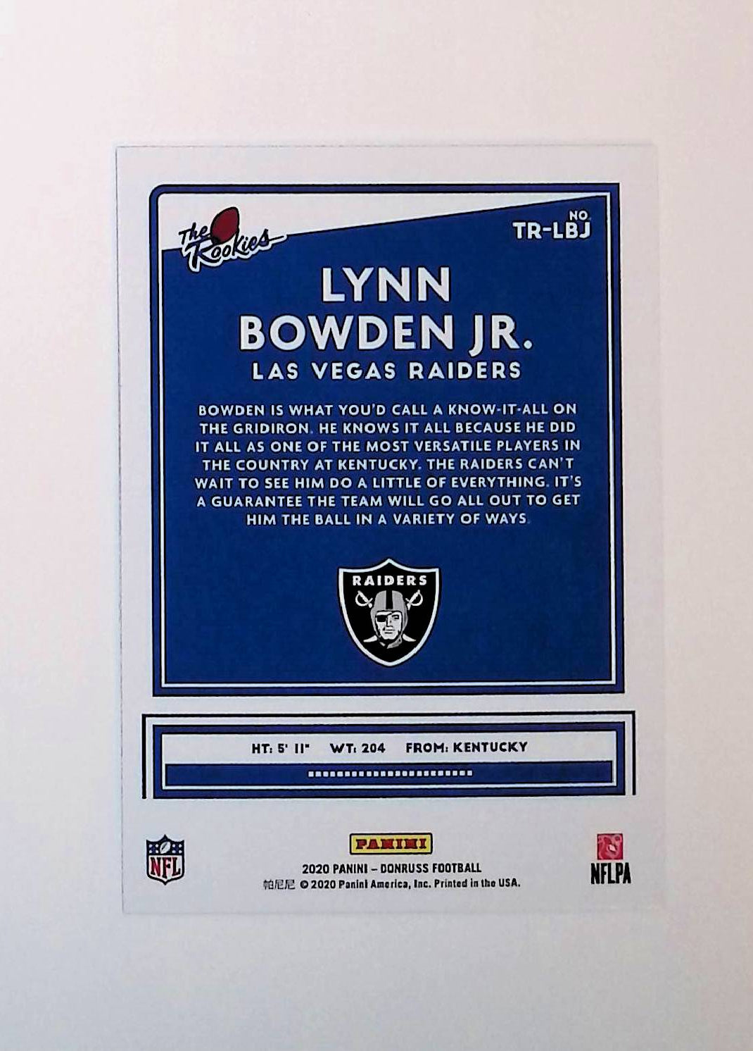 Lynn Bowden Jr 2020 Donruss The Rookies #TR-LBJ (Rookie Card) - LoCo Collectables