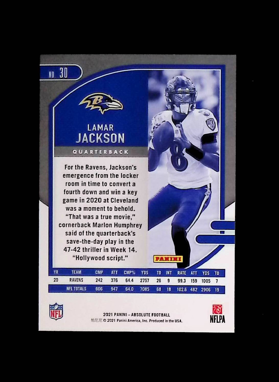 Lamar Jackson 2021 Panini Absolute Football #30 - LoCo Collectables