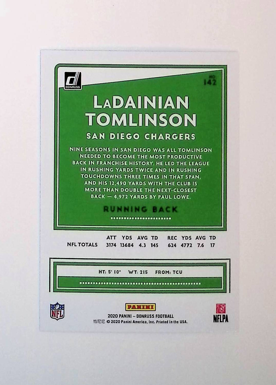 LaDainian Tomlinson 2020 Donruss Press Proof Blue #143 - LoCo Collectables