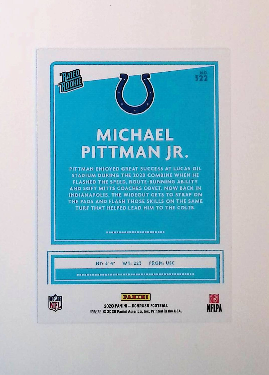 Michael Pittman Jr 2020 Donruss Press Proof Blue Rated Rookie #322 (Rookie Card) - LoCo Collectables