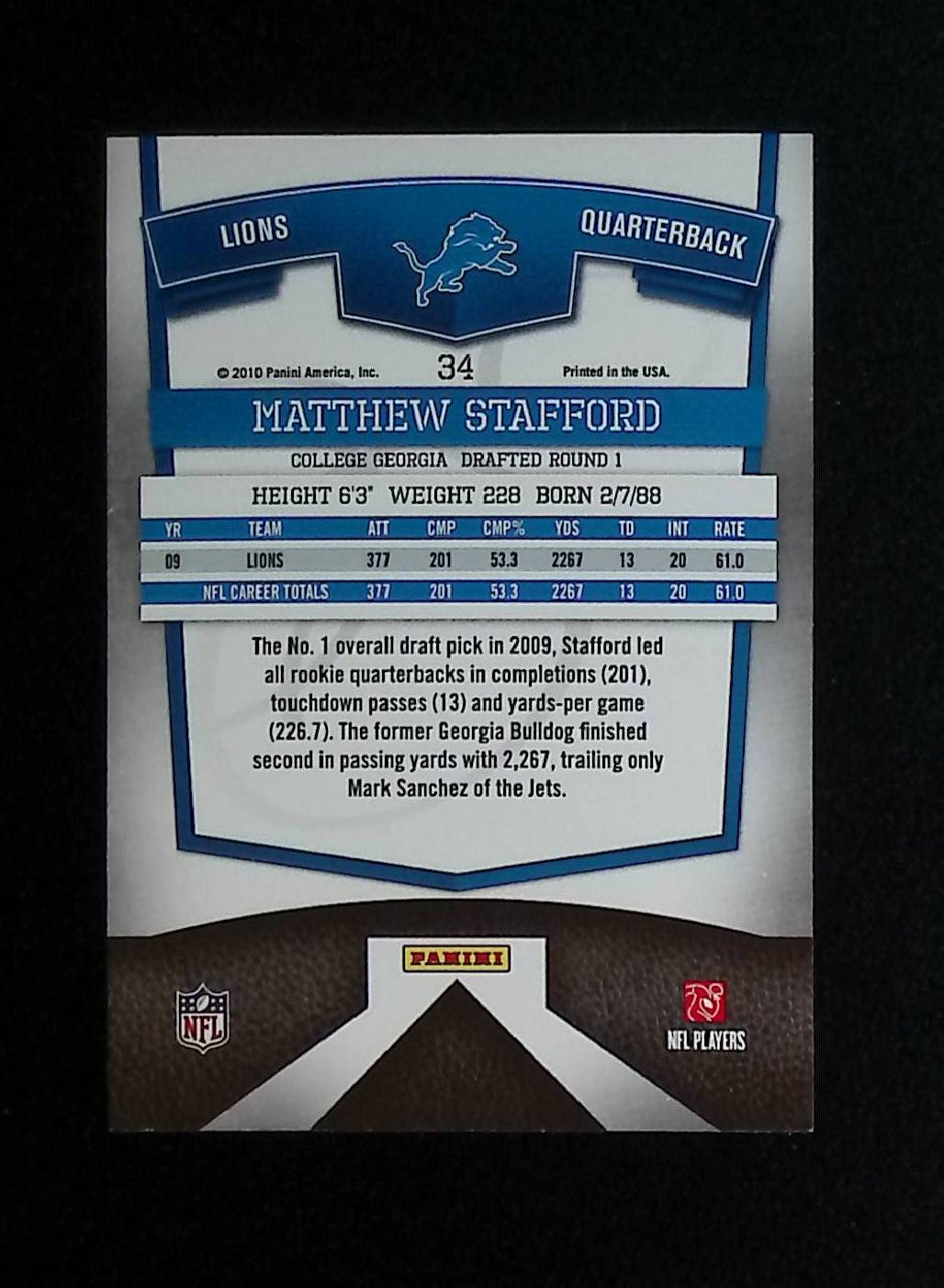 Matthew Stafford 2010 Donruss Elite #34 - LoCo Collectables