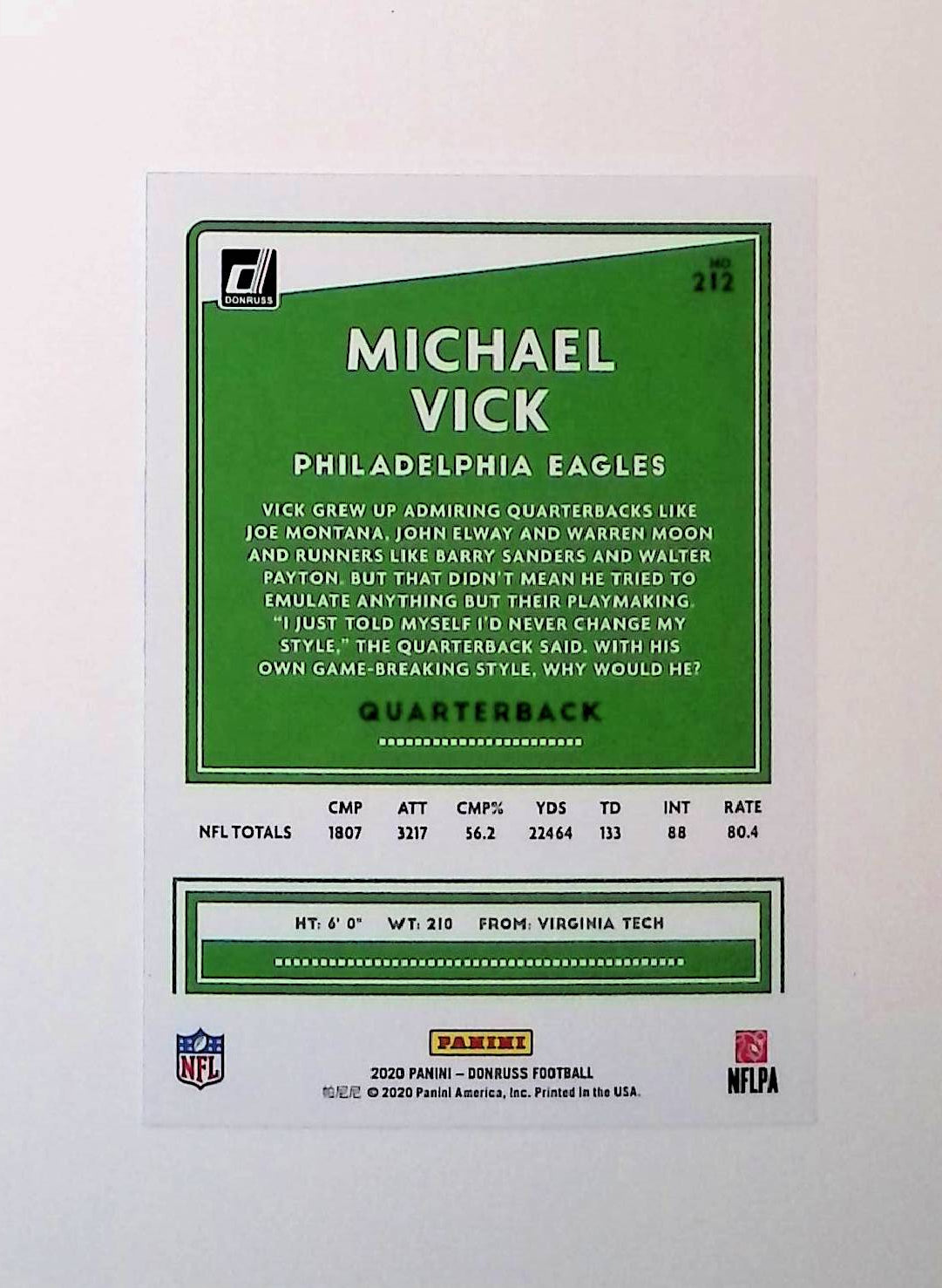 Michael Vick 2020 Donruss #212 - LoCo Collectables