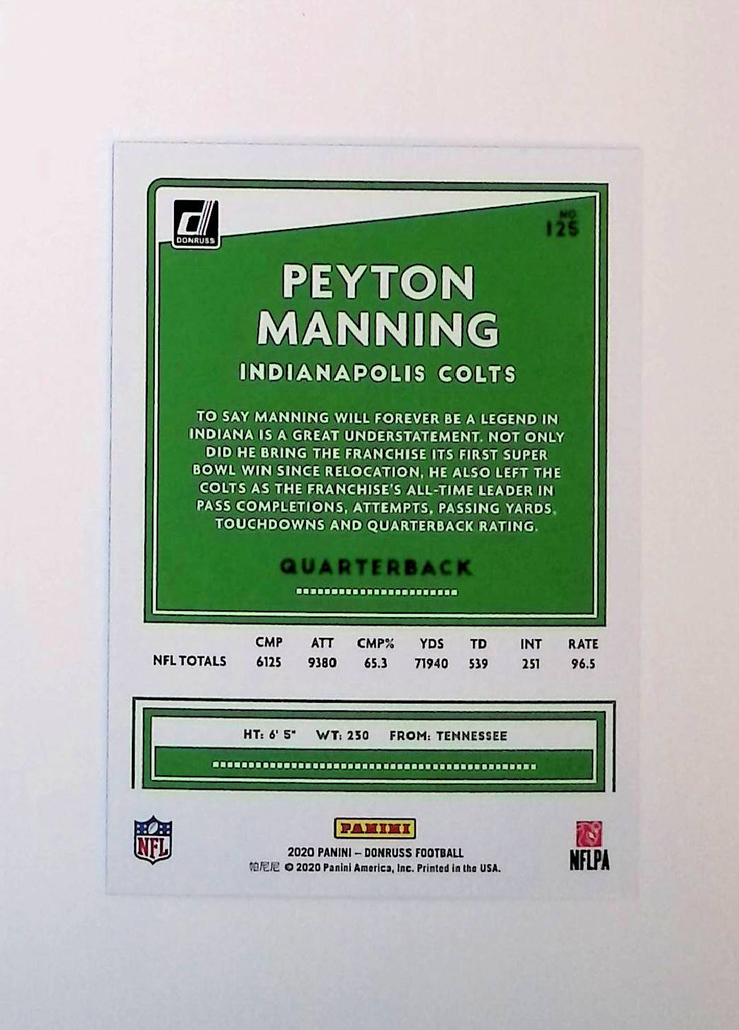 Peyton Manning 2020 Donruss Press Proof Blue #125 - LoCo Collectables