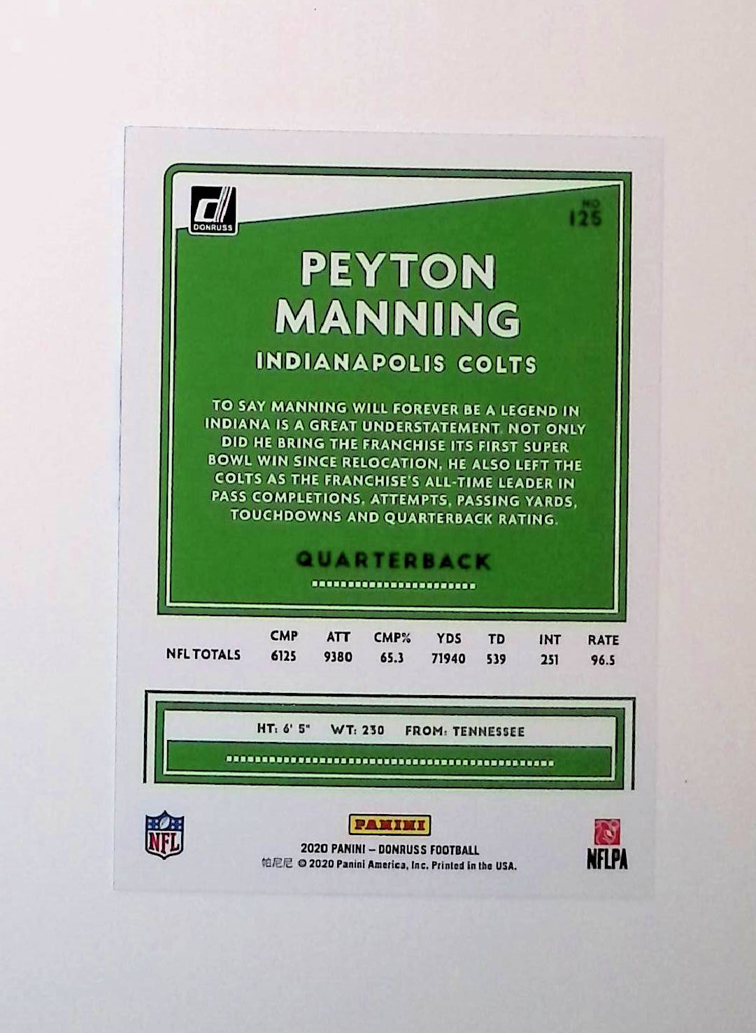 Peyton Manning 2020 Donruss #125 - LoCo Collectables