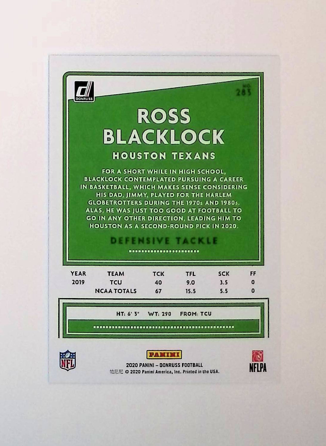 Ross Blacklock 2020 Donruss Press Proof Blue #283 (Rookie Card) - LoCo Collectables