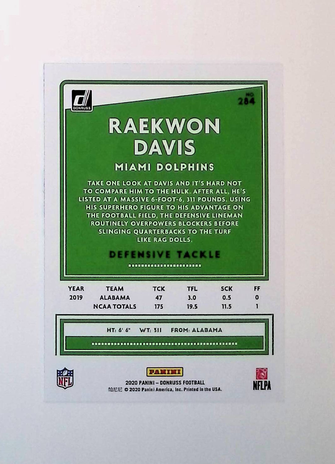 Raekwon Davis 2020 Donruss #284 (Rookie Card) - LoCo Collectables