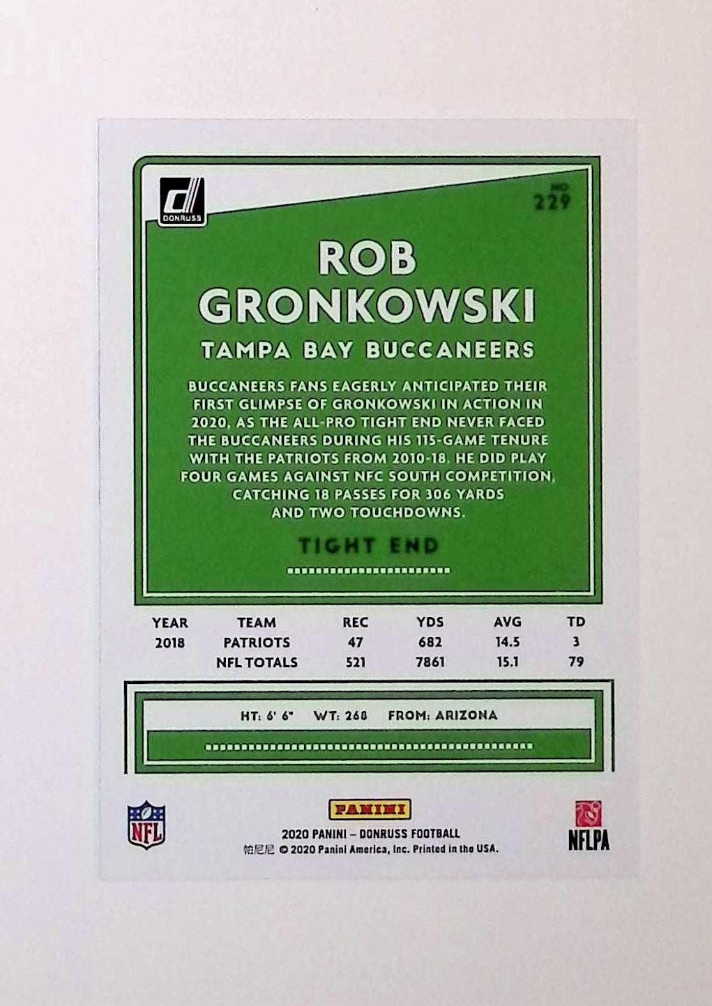 Rob Gronkowski 2020 Donruss #229 - LoCo Collectables