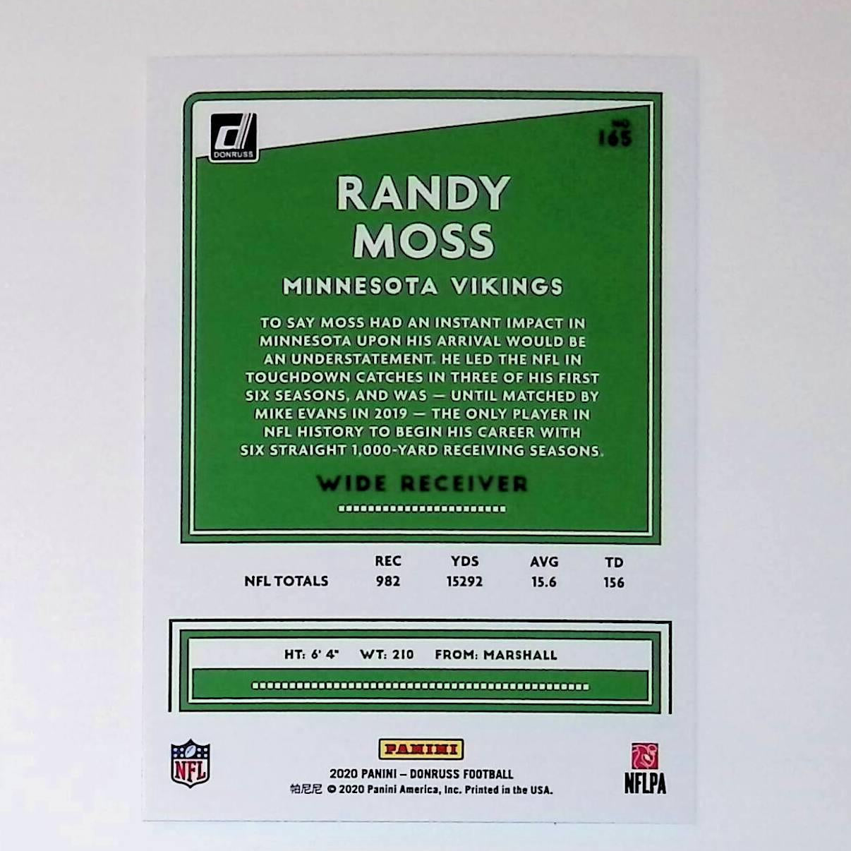 2020 Donruss #165 Randy Moss - LoCo Collectables