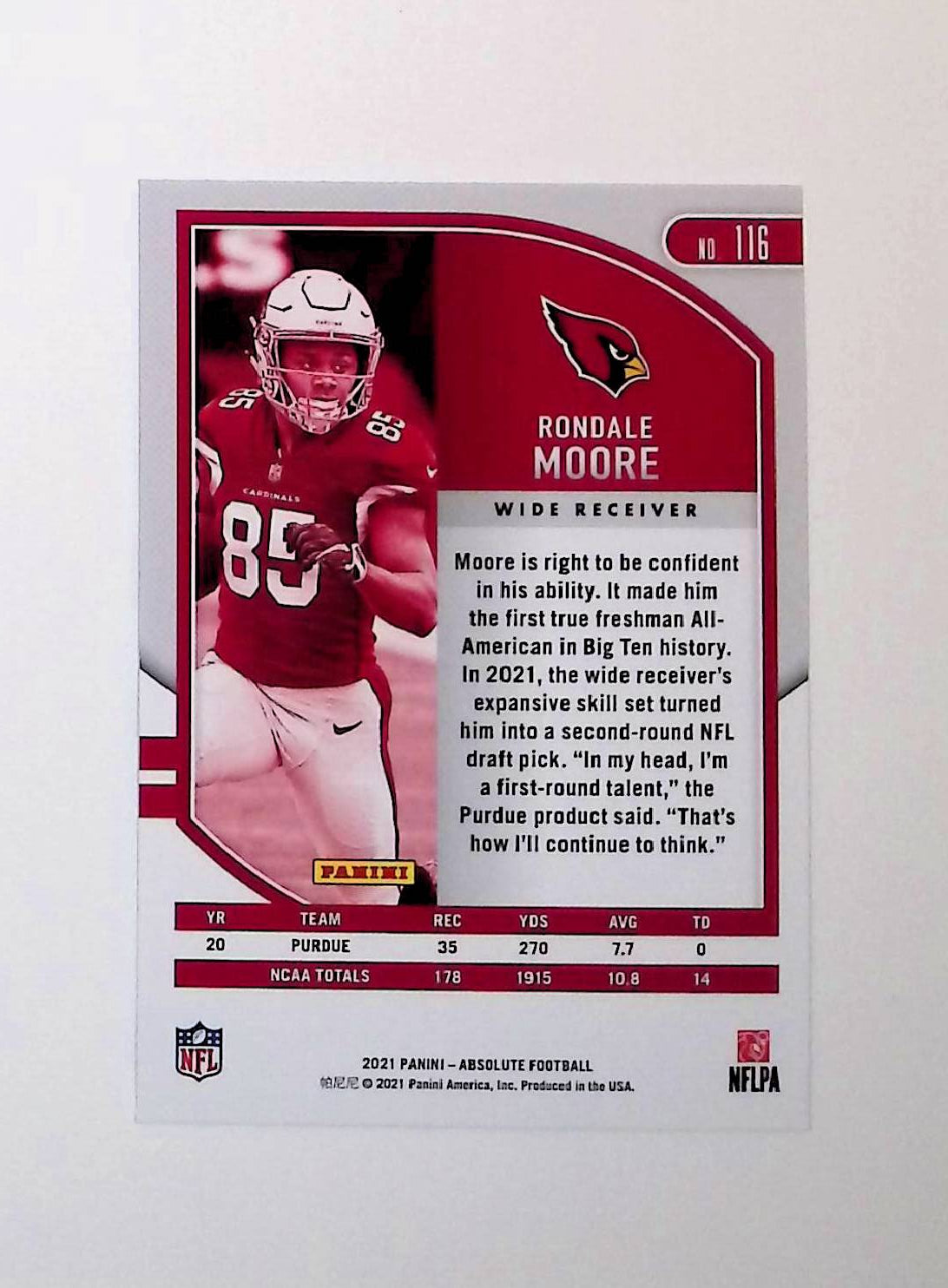 Rondale Moore 2021 Panini Absolute Football #116 (Rookie Card) - LoCo Collectables