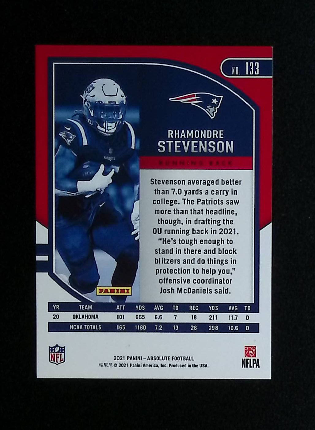 Rhamondre Stevenson 2021 Panini Absolute Football #133 (Rookie Card) - LoCo Collectables