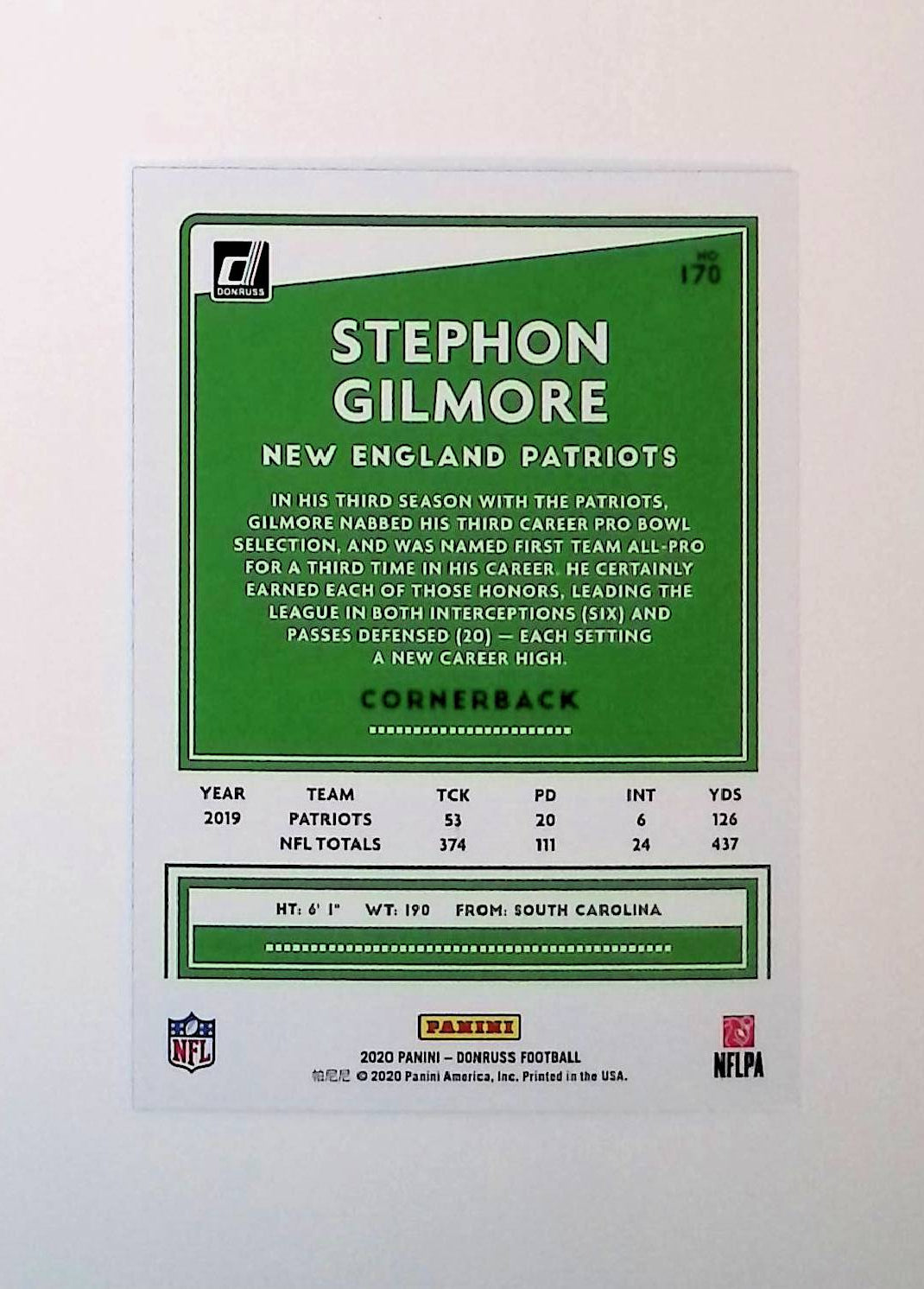 Stephon Gilmore 2020 Donruss Press Proof Blue #170 - LoCo Collectables