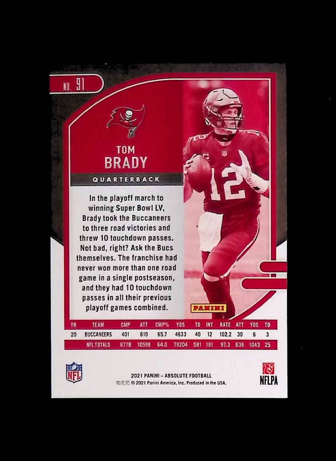 Tom Brady 2021 Panini Absolute Football Red Foil #91 - LoCo Collectables