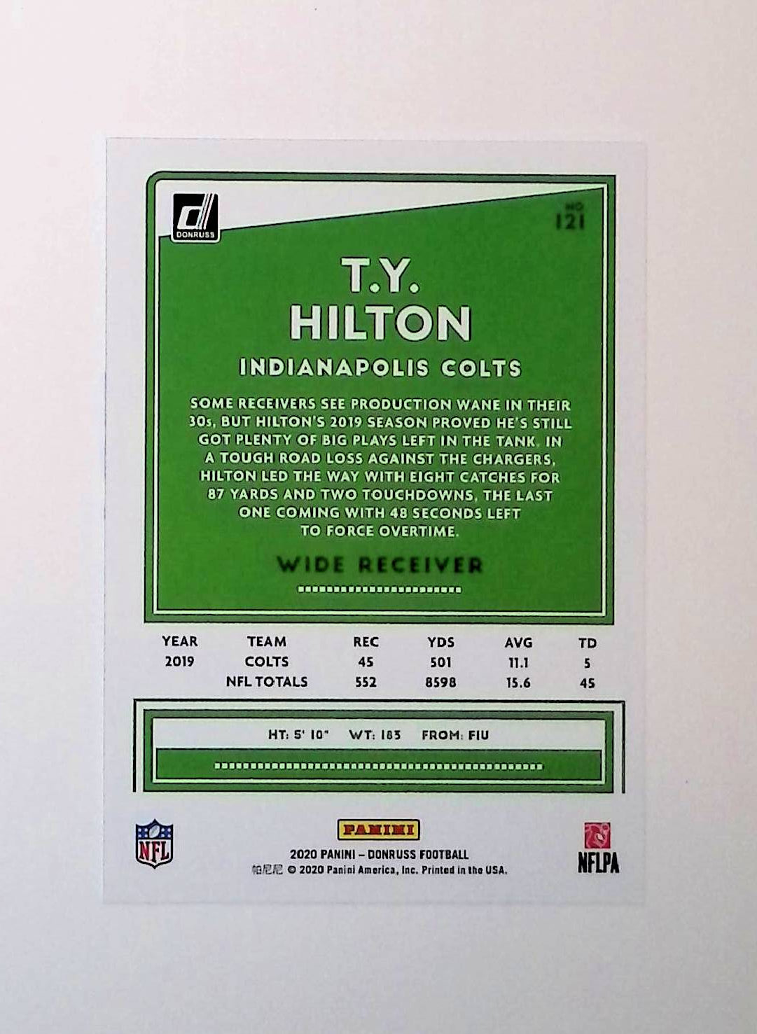 TY Hilton 2020 Donruss #121 - LoCo Collectables