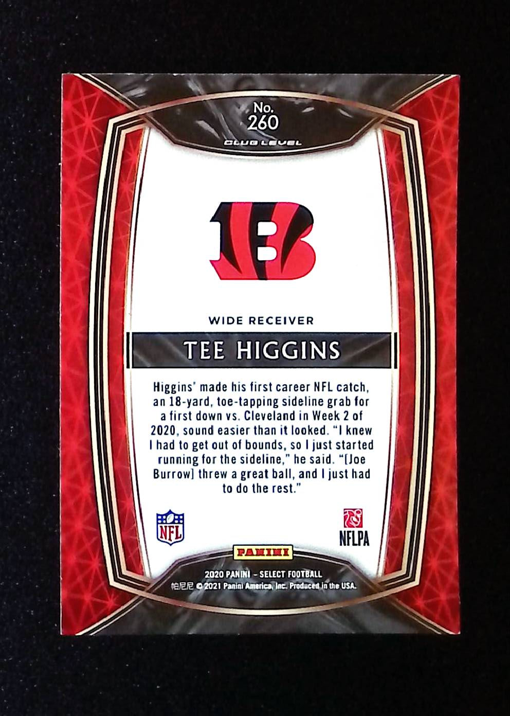 Tee Higgins 2020 Panini Select #260 (Rookie Card), Club Level - LoCo Collectables