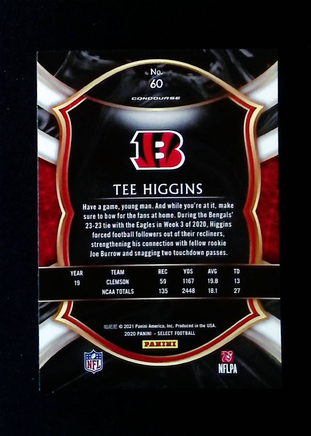 Tee Higgins 2020 Panini Select #60 (Rookie Card), Concourse Level - LoCo Collectables