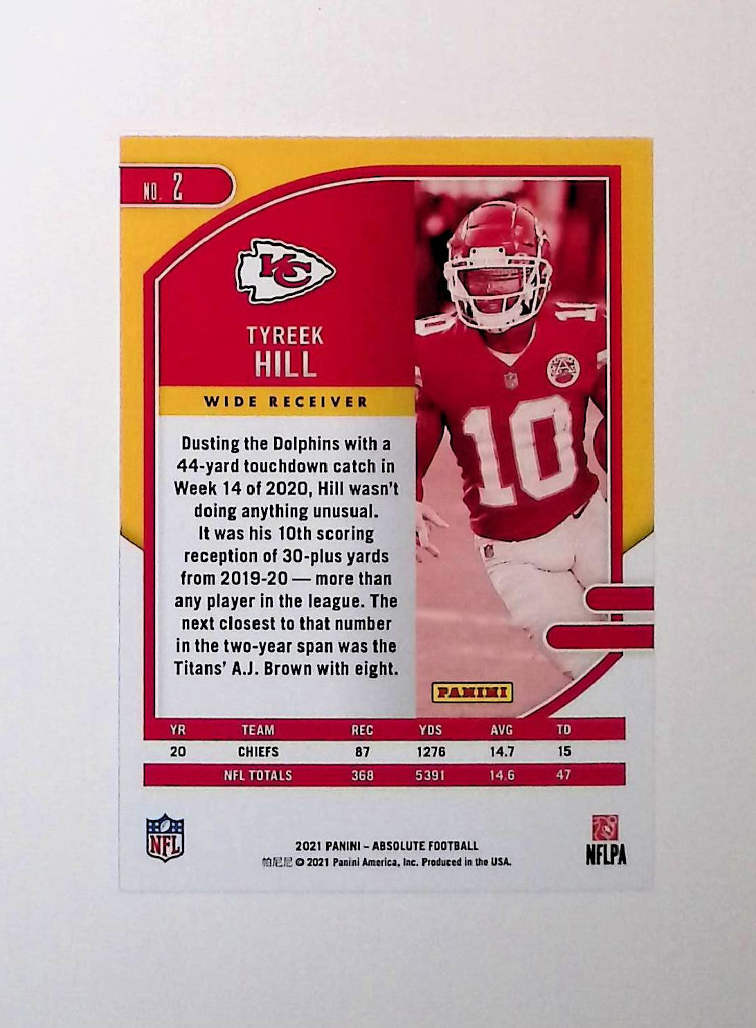 Tyreek Hill 2021 Panini Absolute Football Red Foil #2 - LoCo Collectables