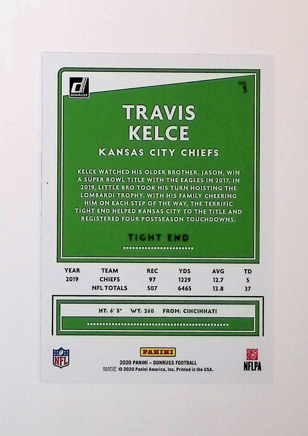 Travis Kelce 2020 Donruss #3 - LoCo Collectables