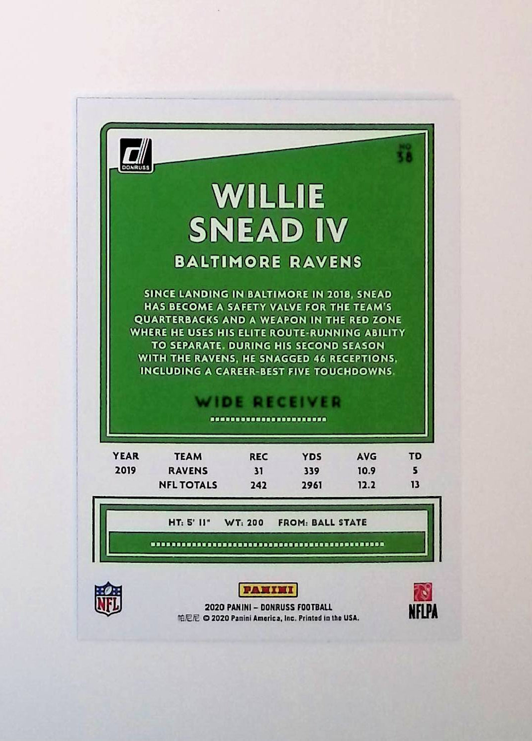 Willie Snead IV 2020 Donruss Press Proof Blue #38 - LoCo Collectables